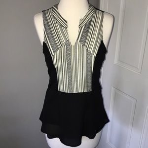 Black chiffon tank top with detailing